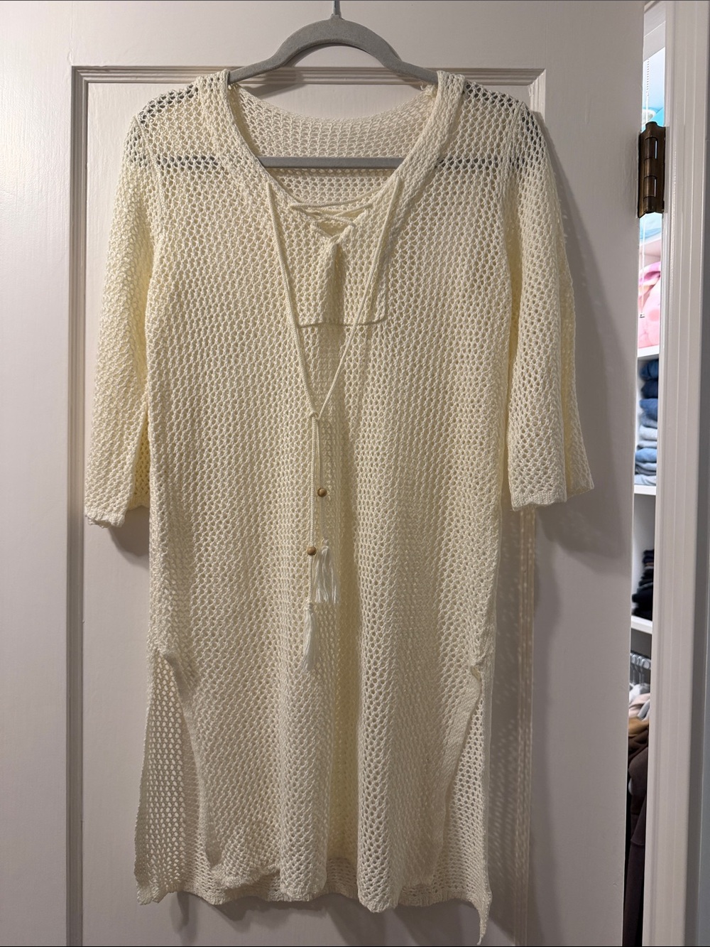 Women’s Cream Crochet Swim Cover-Up Tunic